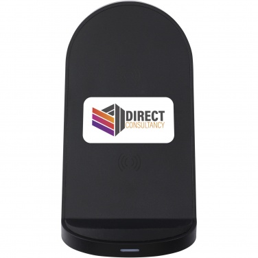 Logo trade advertising products image of: Loop 15W dual coil RCS recycled plastic wireless charging stand