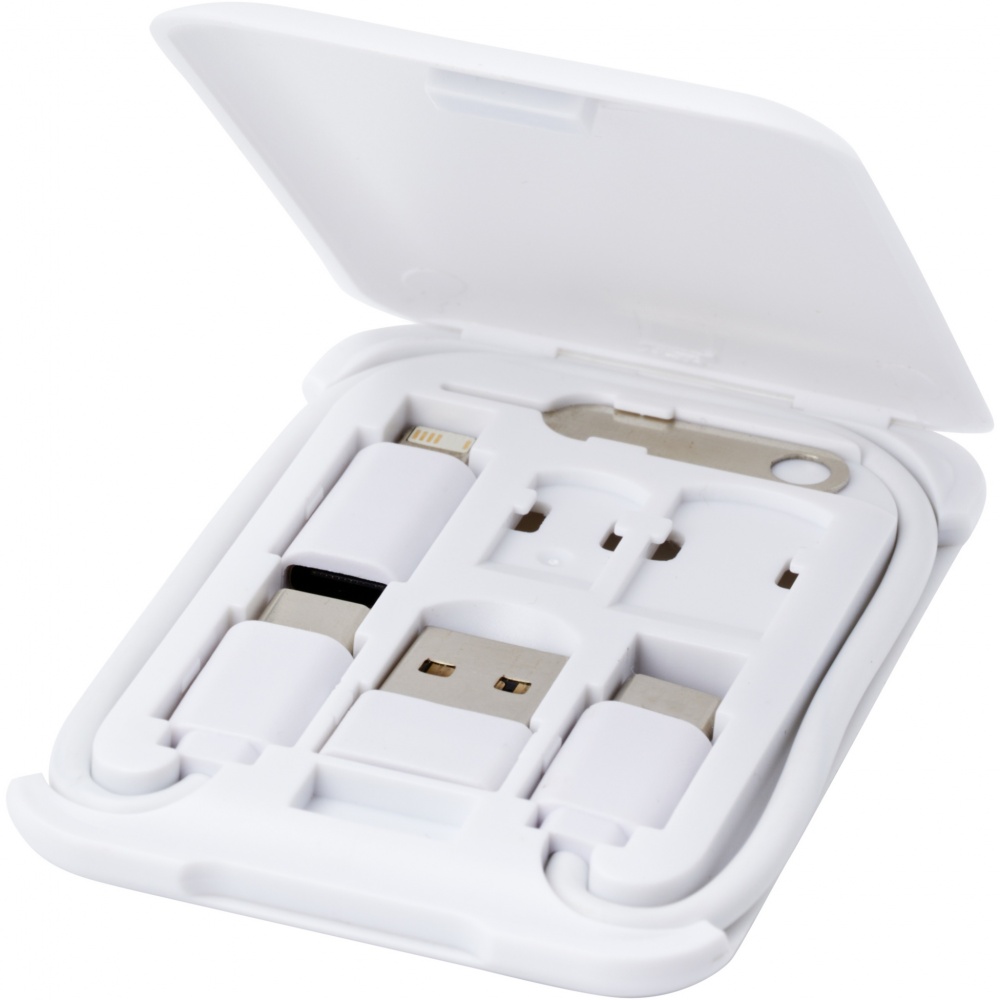 Logo trade promotional giveaways image of: Savvy recycled plastic modular charging cable with phone holder