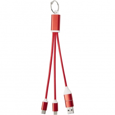 Logo trade business gift photo of: Metal 4-in-1 recycled aluminium charging cable with keychain