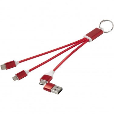 Logo trade corporate gifts image of: Metal 4-in-1 recycled aluminium charging cable with keychain