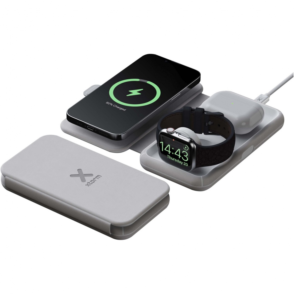 Logo trade promotional products image of: Xtorm XWF31 15W foldable 3-in-1 wireless travel charger