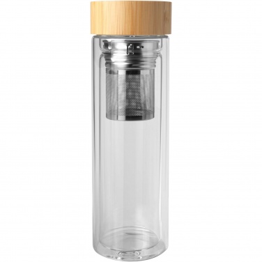 Logo trade business gift photo of: Bailey 400 ml borsilicate glass infuser bottle with bamboo lid