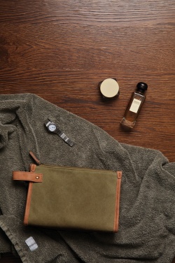 Logo trade promotional giveaways picture of: VINGA Bosler GRS recycled canvas toiletry bag