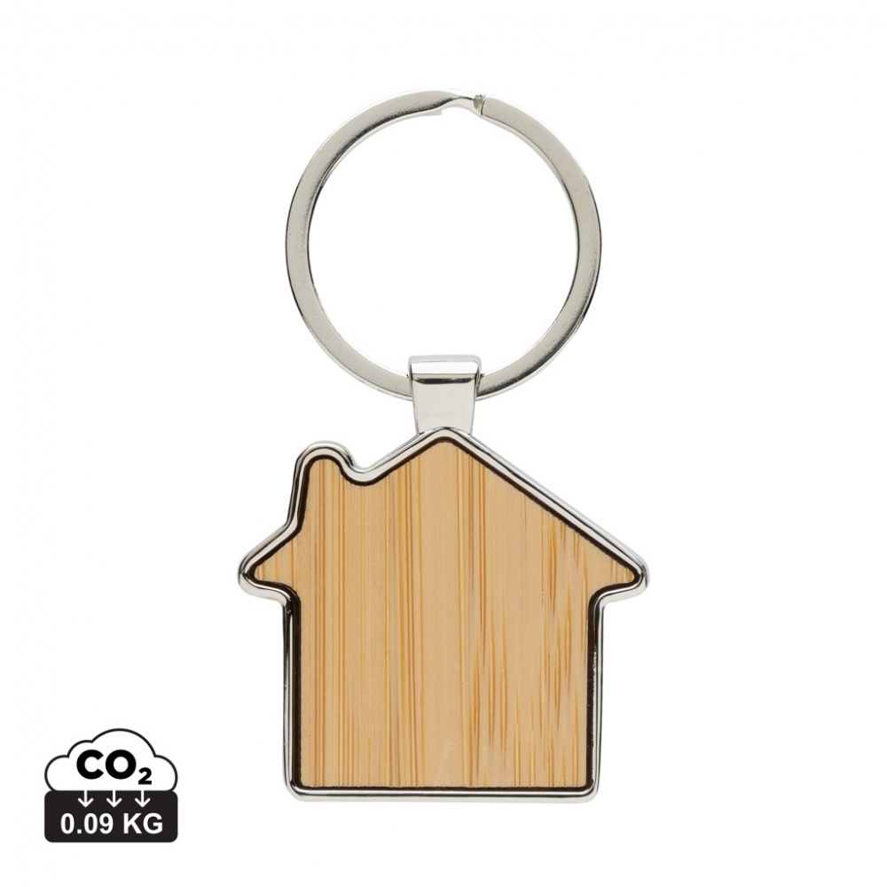 Logotrade promotional merchandise image of: RCS recycled zinc alloy house keychain with bamboo
