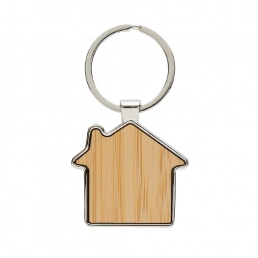 Logotrade corporate gift image of: RCS recycled zinc alloy house keychain with bamboo