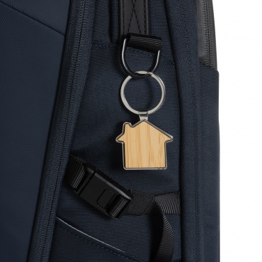 Logo trade promotional giveaway photo of: RCS recycled zinc alloy house keychain with bamboo