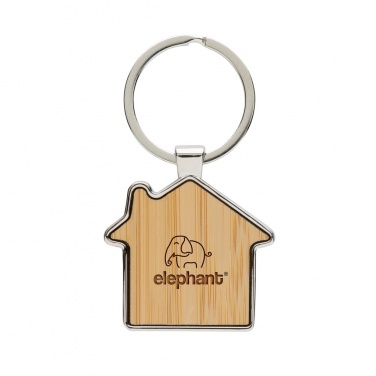 Logotrade promotional giveaway picture of: RCS recycled zinc alloy house keychain with bamboo