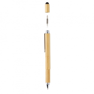 Logo trade promotional giveaways image of: Bamboo 5-in-1 toolpen