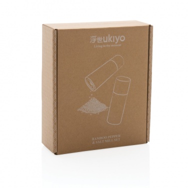 Logo trade promotional merchandise image of: Ukiyo bamboo salt and pepper mill set