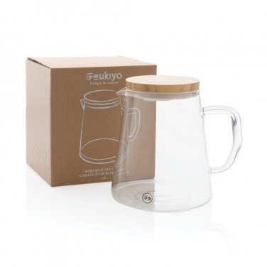 Logo trade corporate gift photo of: Ukiyo borosilicate glass carafe with bamboo lid 1.2L