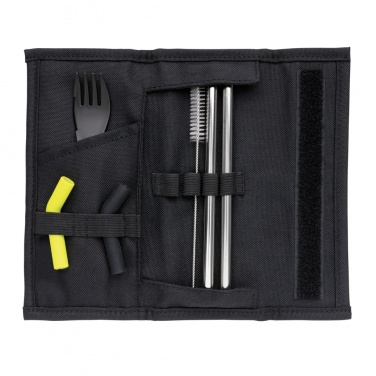 Logo trade corporate gift photo of: Tierra 2pcs straw and cutlery set in pouch