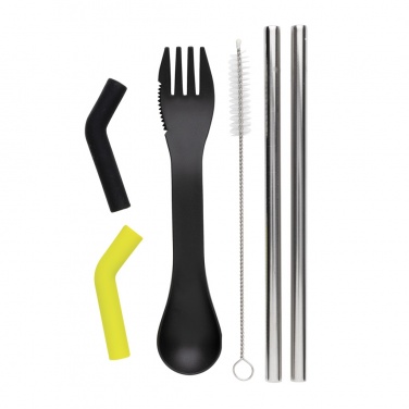 Logo trade business gifts image of: Tierra 2pcs straw and cutlery set in pouch