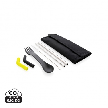 Logotrade promotional products photo of: Tierra 2pcs straw and cutlery set in pouch