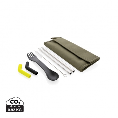 Logo trade promotional product photo of: Tierra 2pcs straw and cutlery set in pouch