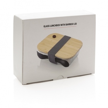 Logo trade promotional giveaway photo of: Glass lunchbox with bamboo lid