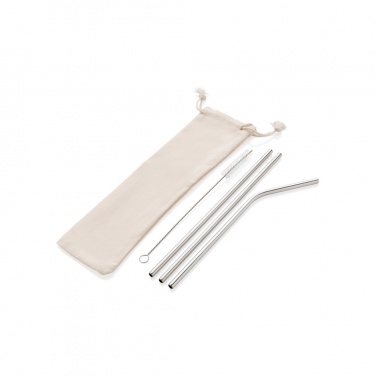 Logo trade promotional item photo of: Reusable stainless steel 3 pcs straw set