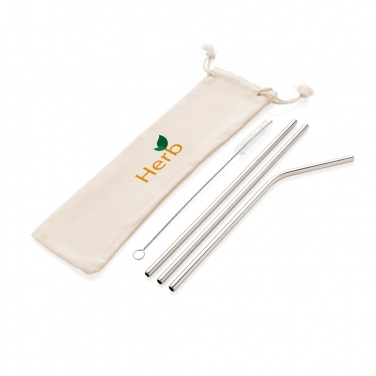 Logotrade promotional product image of: Reusable stainless steel 3 pcs straw set