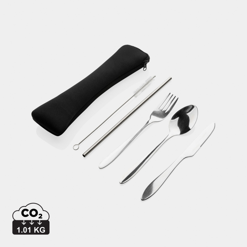 Logotrade business gift image of: 4 PCS stainless steel re-usable cutlery set