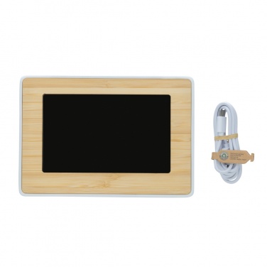 Logo trade business gift photo of: Utah RCS recycled plastic and bamboo LED clock