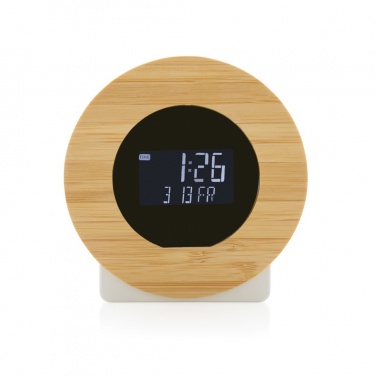 Logo trade promotional gifts picture of: Utah RCS rplastic and bamboo LCD desk clock