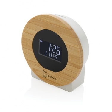 Logo trade promotional gifts image of: Utah RCS rplastic and bamboo LCD desk clock
