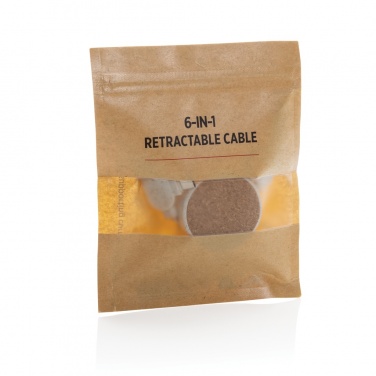 Logo trade promotional merchandise photo of: Cork and Wheat 6-in-1 retractable cable