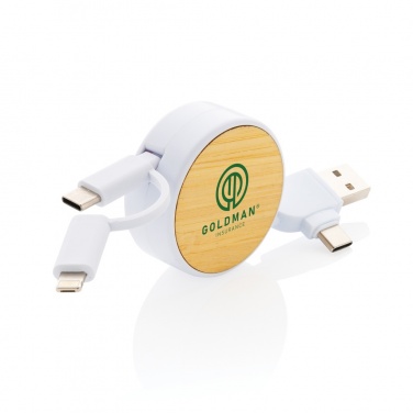 Logo trade promotional merchandise photo of: RCS recycled plastic Ontario 6-in-1 retractable cable