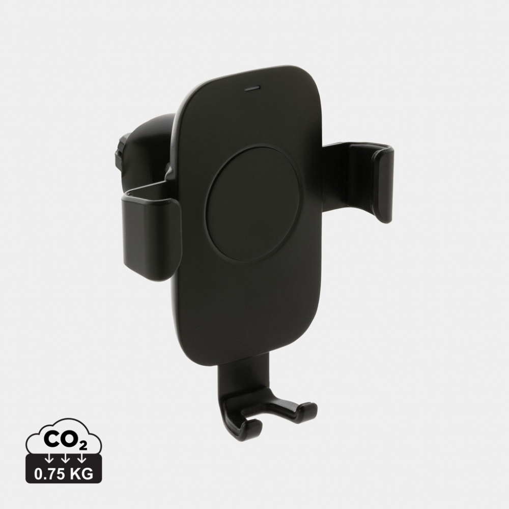 Logotrade promotional items photo of: RCS recycled plastic 10W wireless charging car holder