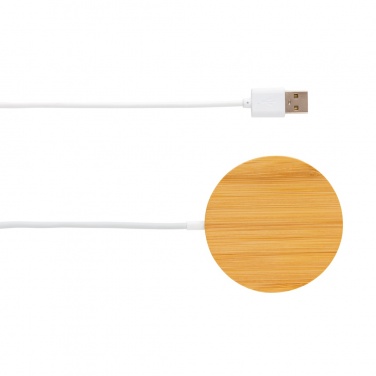 Logo trade advertising products picture of: 10W bamboo magnetic wireless charger