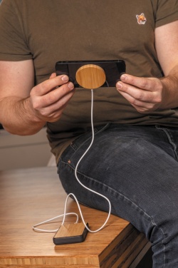 Logotrade promotional giveaway picture of: 10W bamboo magnetic wireless charger