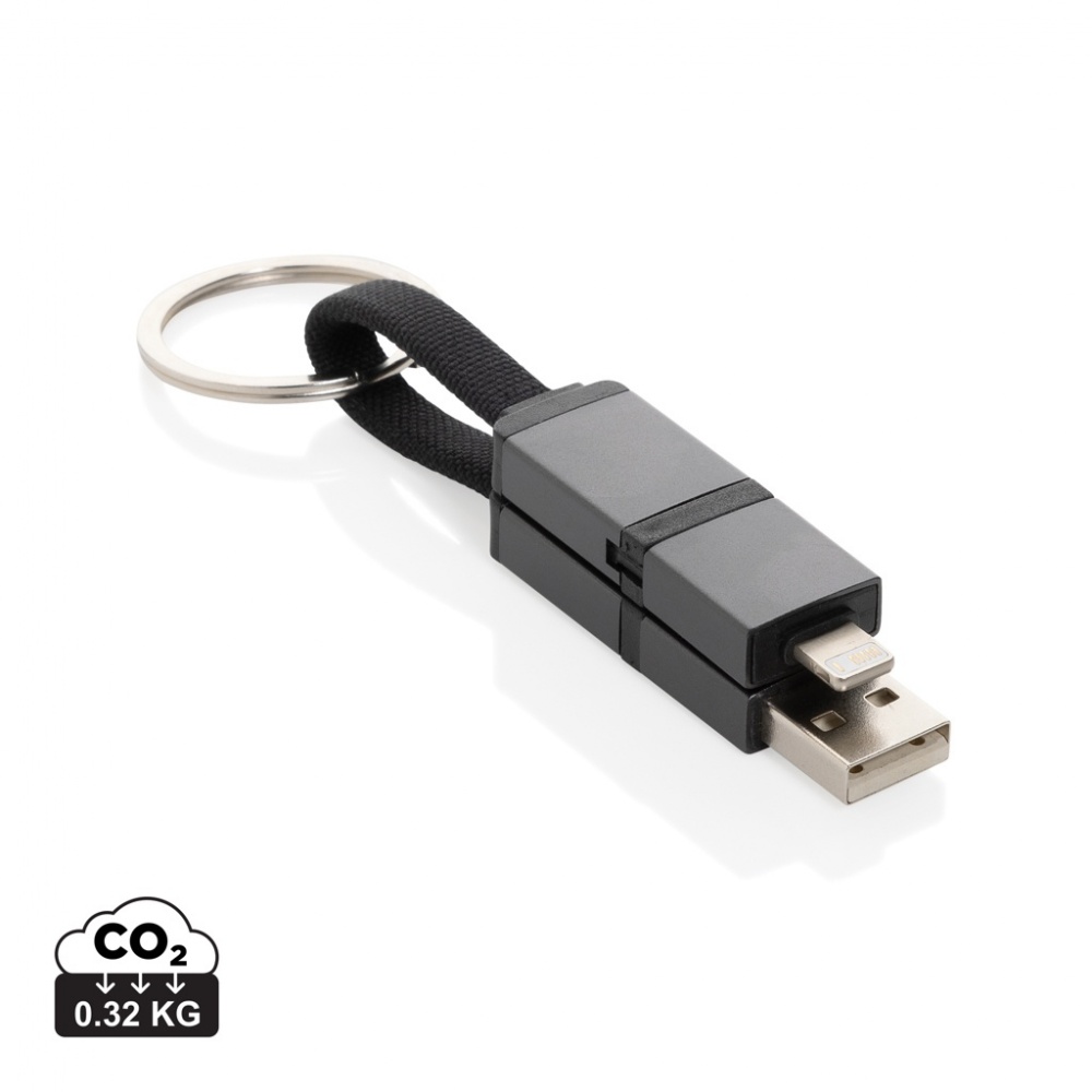 Logo trade promotional merchandise image of: Terra recycled aluminum 4 in 1 60W fast charging cable