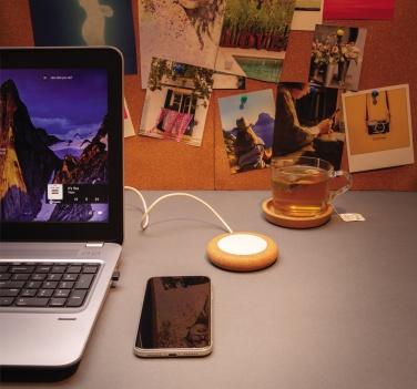 Logo trade promotional products image of: Cork and Wheat 5W wireless charger
