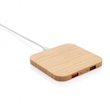 Logotrade promotional item picture of: Bamboo 5W wireless charger with USB