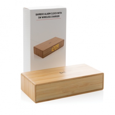Logotrade promotional item picture of: Bamboo alarm clock with 5W wireless charger