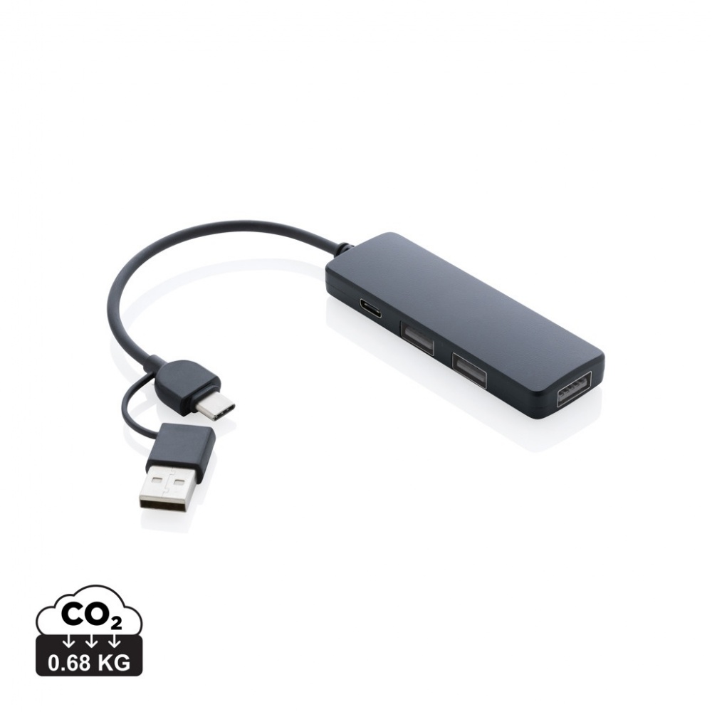 Logotrade promotional products photo of: RCS recycled plastic USB hub with dual input