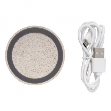 Logotrade promotional giveaway picture of: Wheat Straw 5W round wireless charging pad