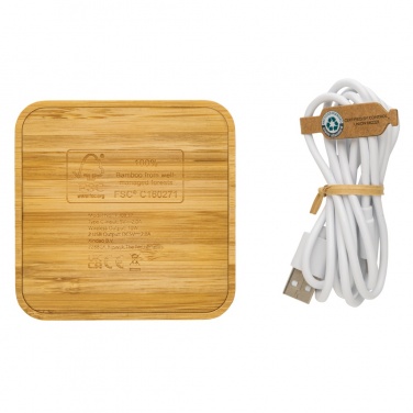 Logo trade advertising product photo of: Bamboo 10W wireless charger with USB