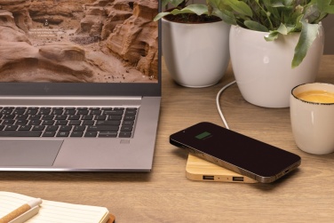 Logotrade business gift image of: Bamboo 10W wireless charger with USB