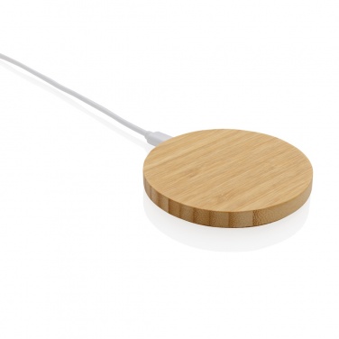 Logo trade promotional gifts image of: Bamboo 15W wireless charger