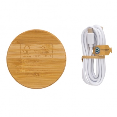 Logo trade promotional giveaway photo of: Bamboo 15W wireless charger
