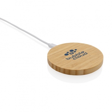 Logo trade corporate gifts image of: Bamboo 15W wireless charger