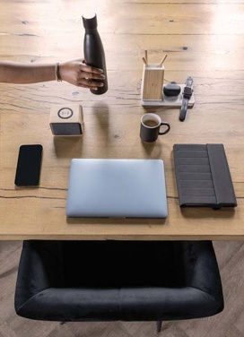 Logo trade promotional item photo of: Ontario recycled plastic & bamboo 3-in-1 wireless charger