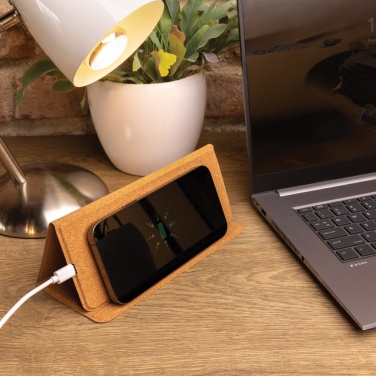 Logo trade promotional giveaway photo of: 10W wireless charging cork mousepad and stand