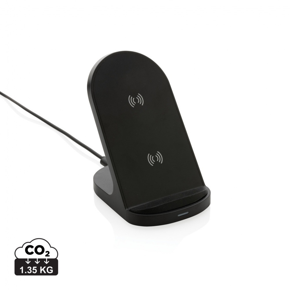 Logotrade advertising product picture of: RCS recycled plastic double coil wireless stand 15W