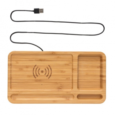 Logotrade promotional item image of: Bamboo desk organiser 5W wireless charger