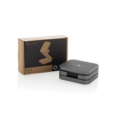 Logo trade advertising product photo of: Terra RCS recycled aluminum foldable 3 in 1 15W charger