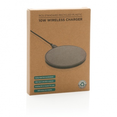 Logo trade advertising product photo of: RCS standard recycled plastic 10W wireless charger