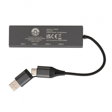 Logotrade promotional product image of: Terra RCS recycled aluminium hub with 3 USB ports