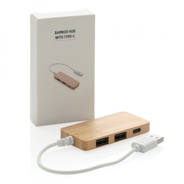 Logo trade promotional products image of: Bamboo hub with Type-C