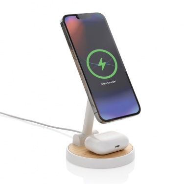 Logo trade corporate gifts picture of: Ontario RCS rplastic 15W magnetic charging 2 in 1 stand